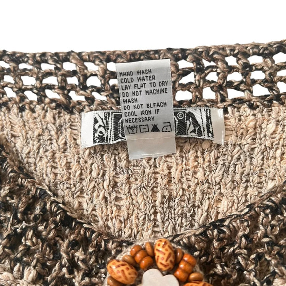 Curio Vintage Boucle Knit Brown Beige Cardigan Sweater - Picture 6 of 13